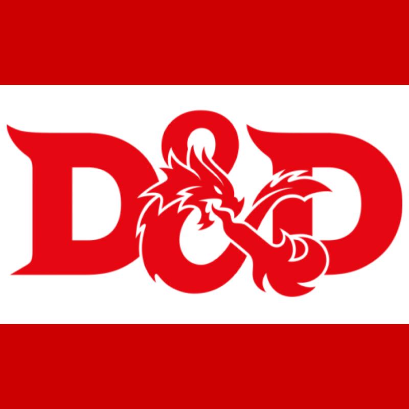 Tween Dungeons & Dragons, Red D&D logo on white background with dragon motif