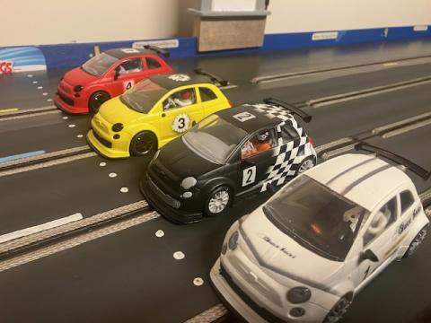 image of slot cars at the starting line