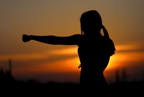 Woman doing karate