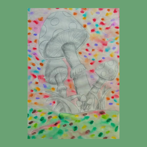 colorful drawing of a mushroom 