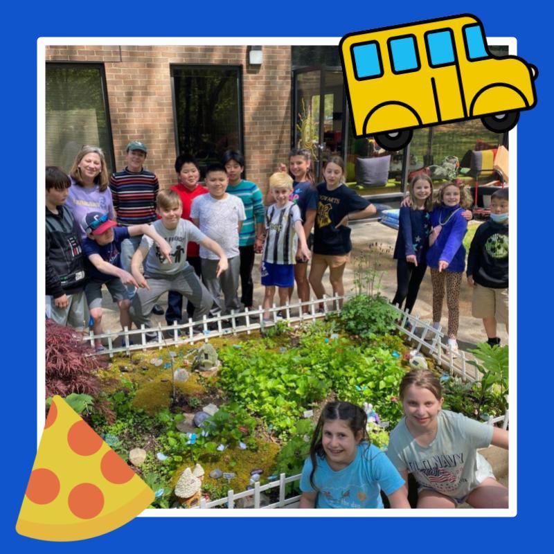 children near a fairy garden 