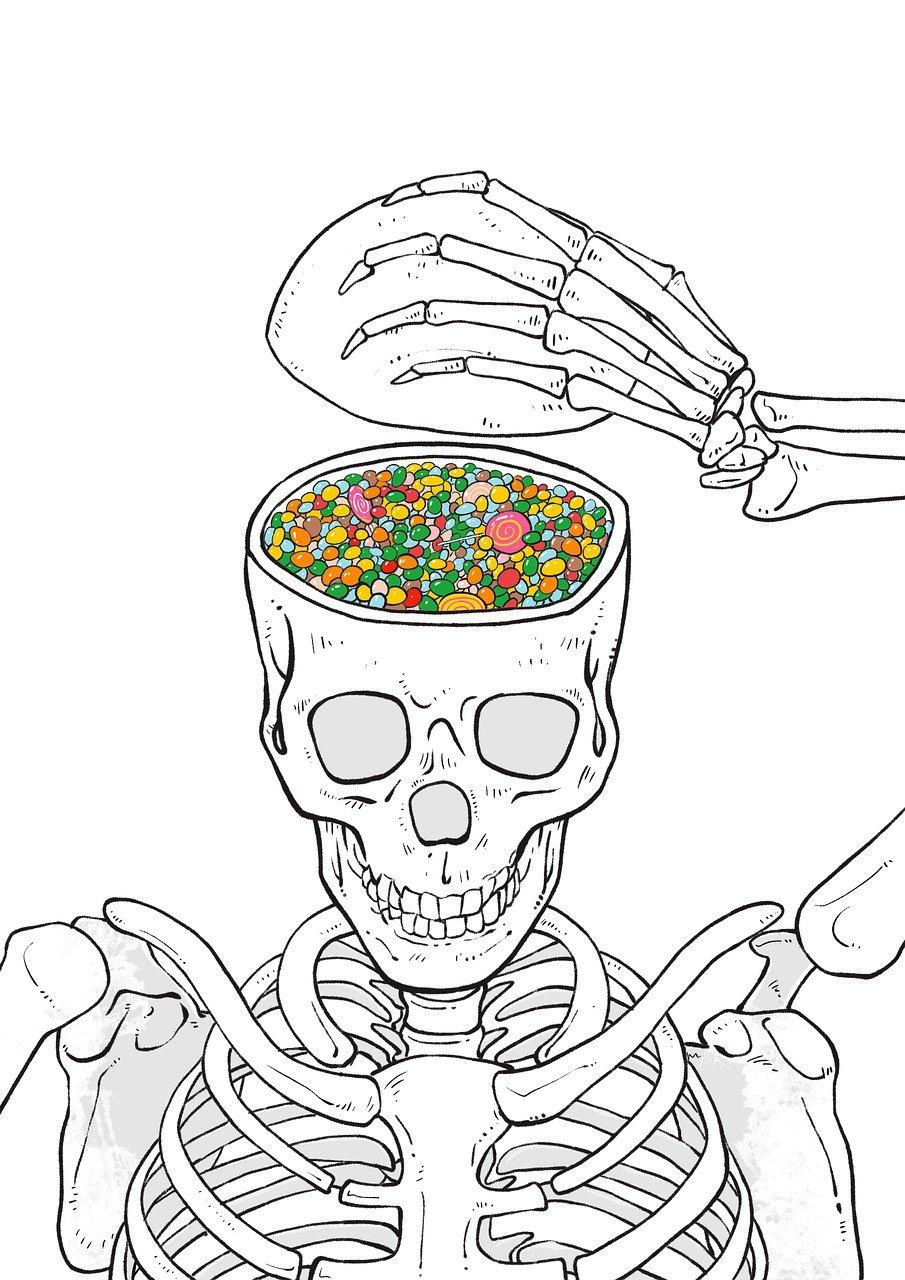 Skeleton with candy