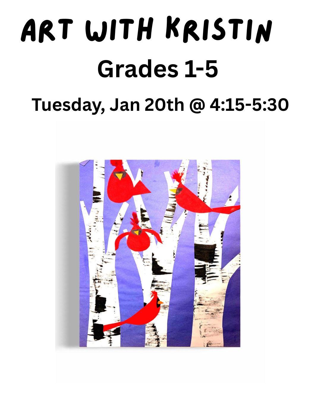 cardinals on birch trees 