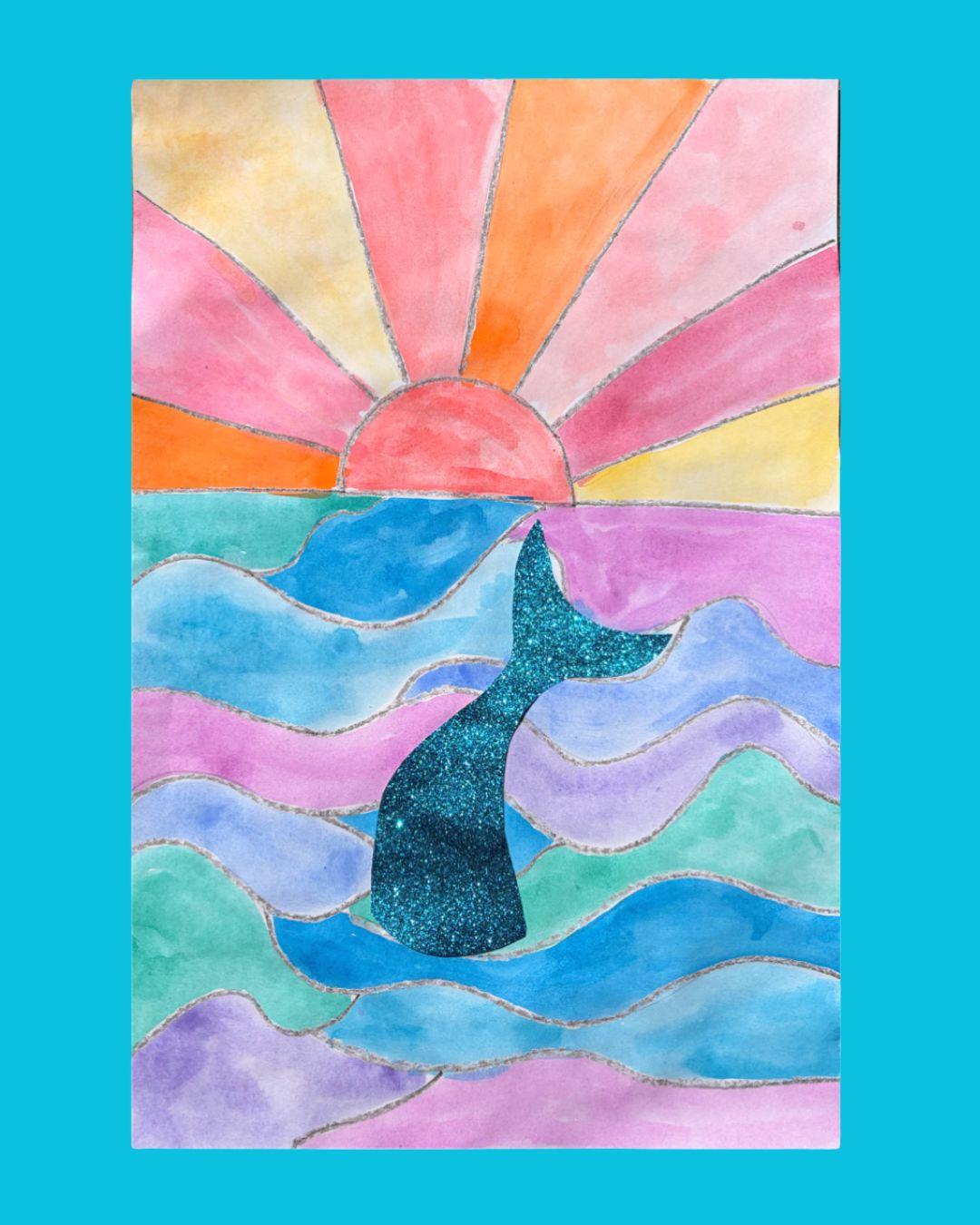 whale tail in ocean painting 